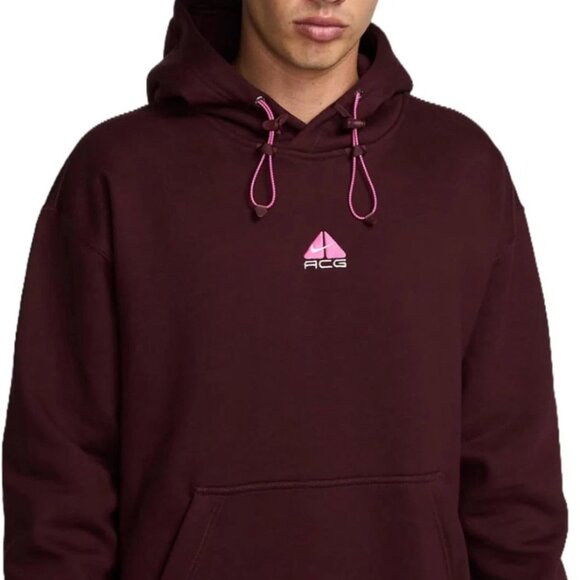 Nike ACG Therma-FIT Fleece Pullover Hoodie Burgundy Pink DH3087-652 Mens S NEW - Picture 11 of 14